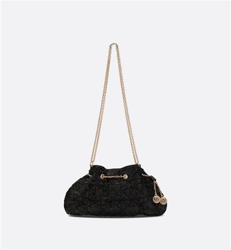 Dior Dream Bucket Bag Black Cannage Cotton with Bead 